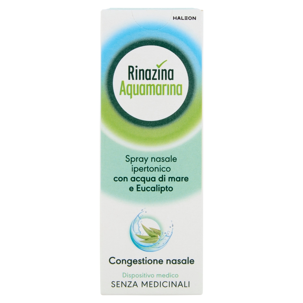 Rinazina aquamarina spray nasale decongestionale ipertonico sollievo naso chiuso e raffreddore 20ml